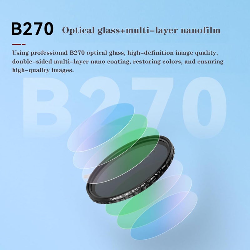 7artisans 67/72/77/82mm True Color VND (2-5 Stops) Variable Neutral Density Filter,Adjustable ND Filter Water Repellent and Scratch Resistant for Camera Lens (72mm) - Image 5